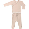 Quincy Mae Wrap Top + Footed Pant Set || Dusty Rose
