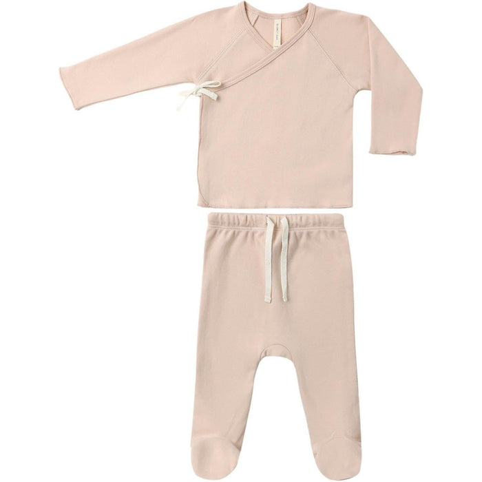 Quincy Mae Wrap Top + Footed Pant Set || Dusty Rose