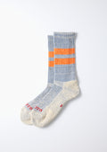 Rototo R1589 Pile Stripe Marl Socks - Blue/Orange