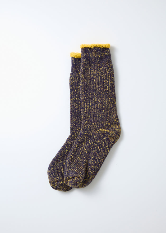 Rototo R1612 Reversible Pile Socks - Navy/Yellow