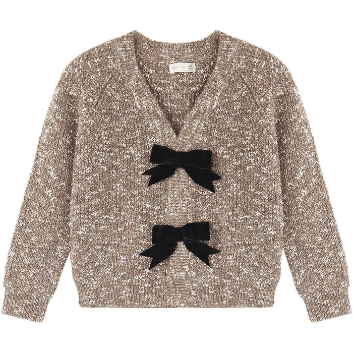 Rylee + Cru Bow Cardigan || Heathered Stone