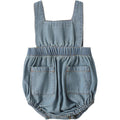Rylee + Cru Denim Romper Washed Blue