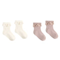 Rylee + Cru Lace Trim Socks, 2-pack Rosewood, || Natural