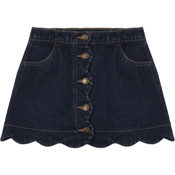 Rylee + Cru Scallop Mini Skirt || Dark Indigo