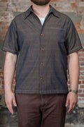 Samurai SOS26-KSK Kanoko Aimadara Open Collar Shirt - Natural Indigo