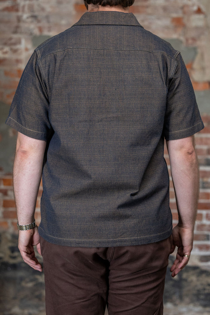 Samurai SOS26-KSK Kanoko Aimadara Open Collar Shirt - Natural Indigo