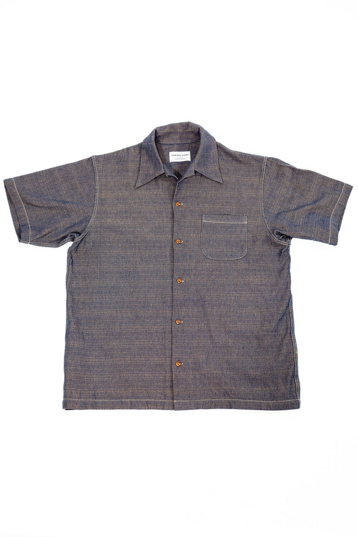 Samurai SOS26-KSK Kanoko Aimadara Open Collar Shirt - Natural Indigo