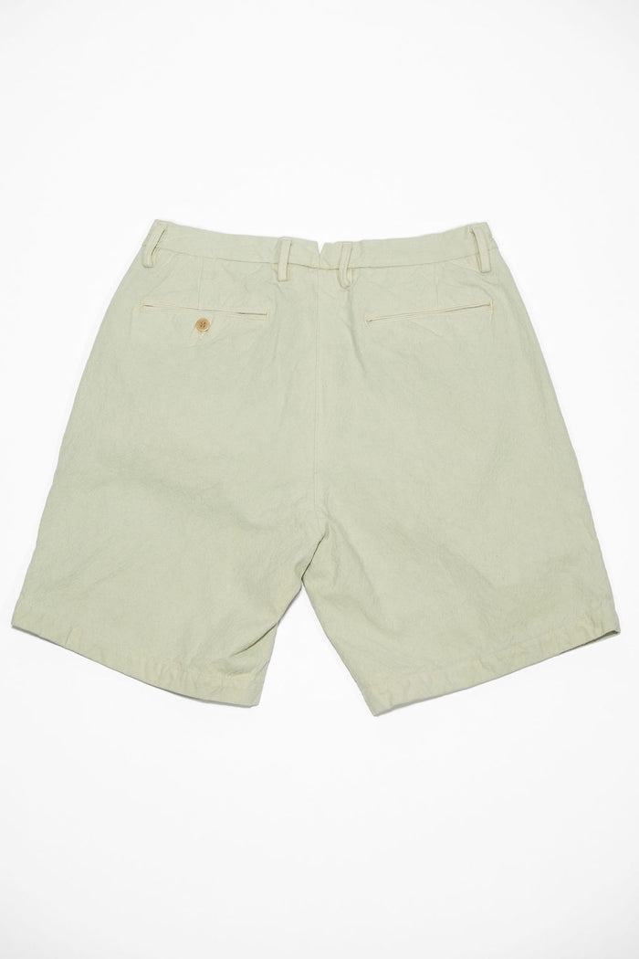 Seuvas 10oz Canvas 2-Tuck Shorts - Matcha. laid on front