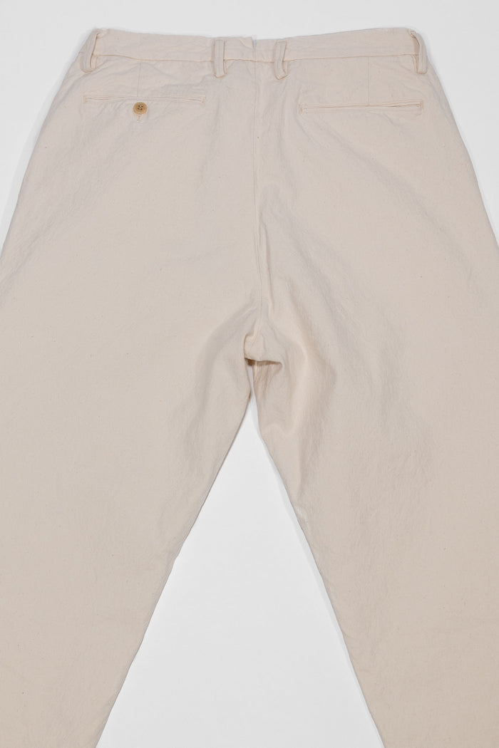 Seuvas 10oz Canvas 2-Tuck Trousers (Long) - Natural. laid on front