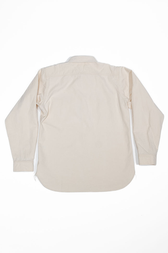 Seuvas 8oz Canvas Flap Work Shirt - Natural. laid on front