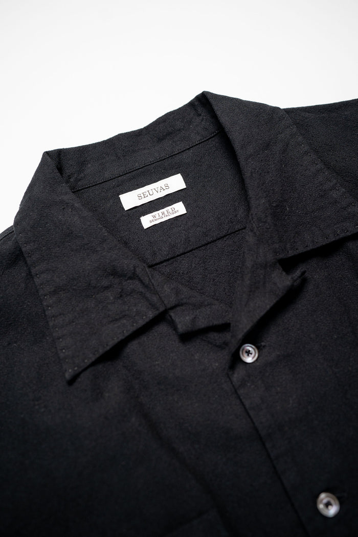 Seuvas Open Necked Short Sleeve - Black