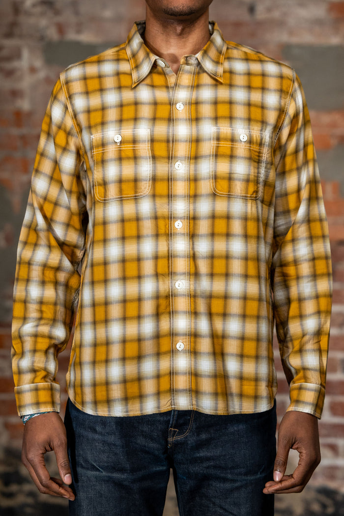 The Flat Head FN-SCR-021L 3oz Cotton/Rayon Ombre Shirt - Yellow