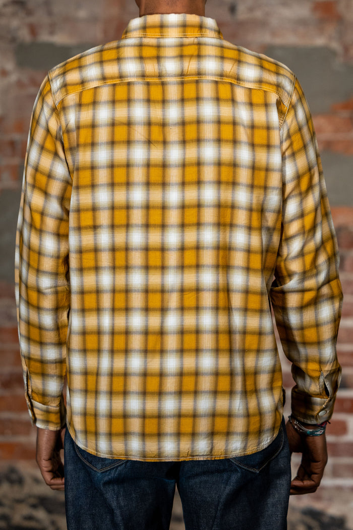 The Flat Head FN-SCR-021L 3oz Cotton/Rayon Ombre Shirt - Yellow