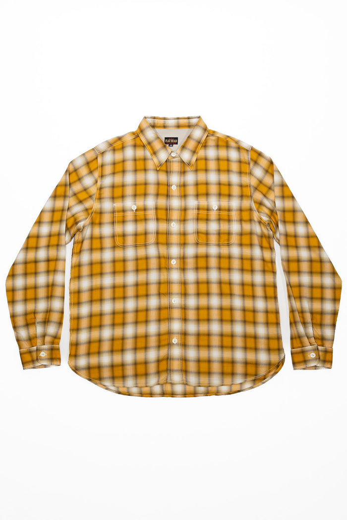 The Flat Head FN-SCR-021L 3oz Cotton/Rayon Ombre Shirt - Yellow