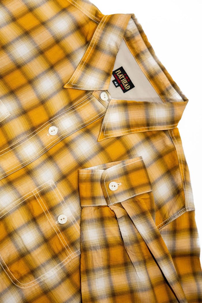 The Flat Head FN-SCR-021L 3oz Cotton/Rayon Ombre Shirt - Yellow