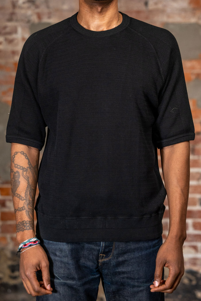 The Flat Head FN-THW-002 Thermal Raglan T-Shirt - Black