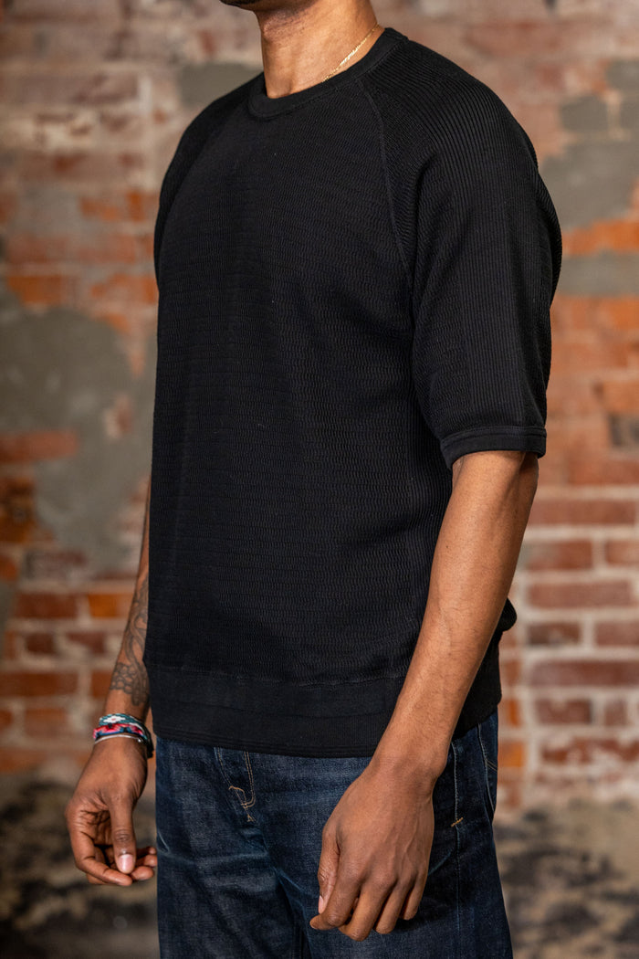 The Flat Head FN-THW-002 Thermal Raglan T-Shirt - Black