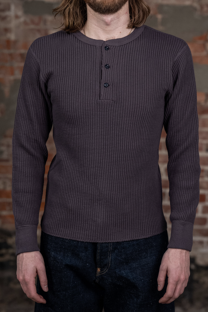 UES Big Waffle Henley - Purple/Navy