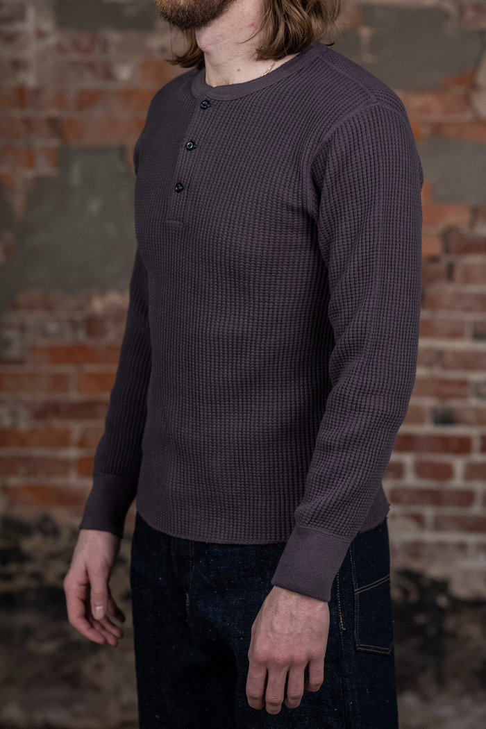 UES Big Waffle Henley - Purple/Navy