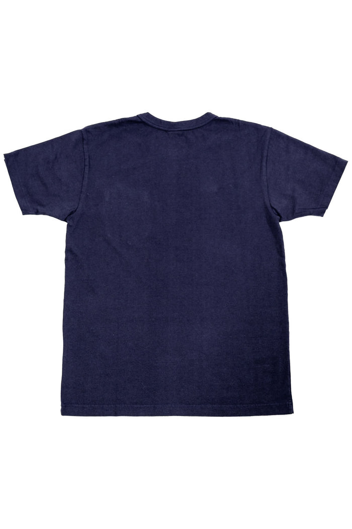 UES Ramayana Crew Neck Pocket T-Shirt in Navy laying flat, back view