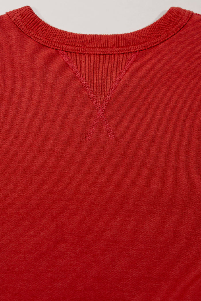 Whitesville WV67729 Heavy Sweatshirt - Red - Laid flat close-up of wide rib collar and neck gusset, on a white background