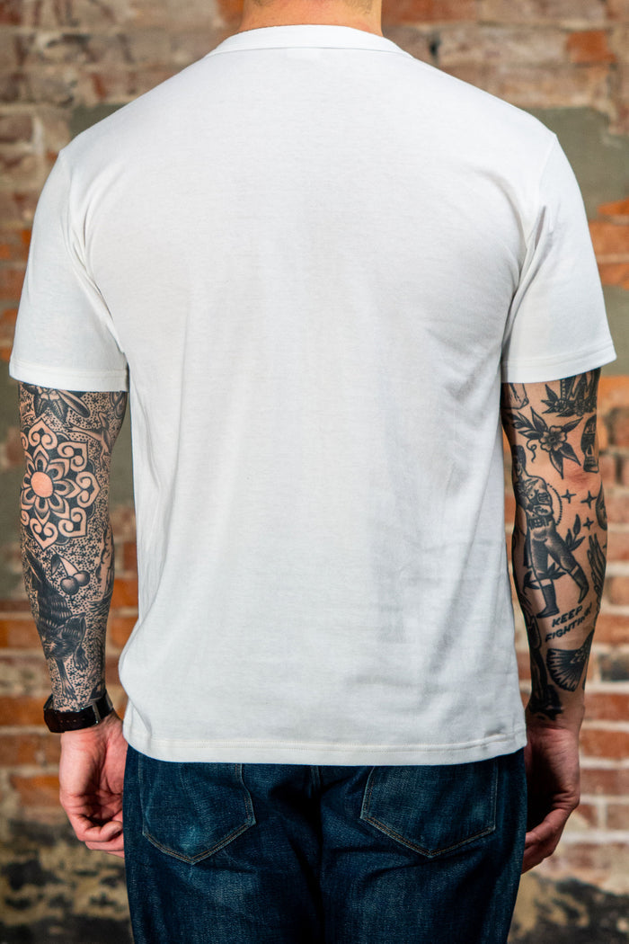 Whitesville WV73544 2-Pack T-Shirt - White - Man wearing a t-shirt facing backward on brick background