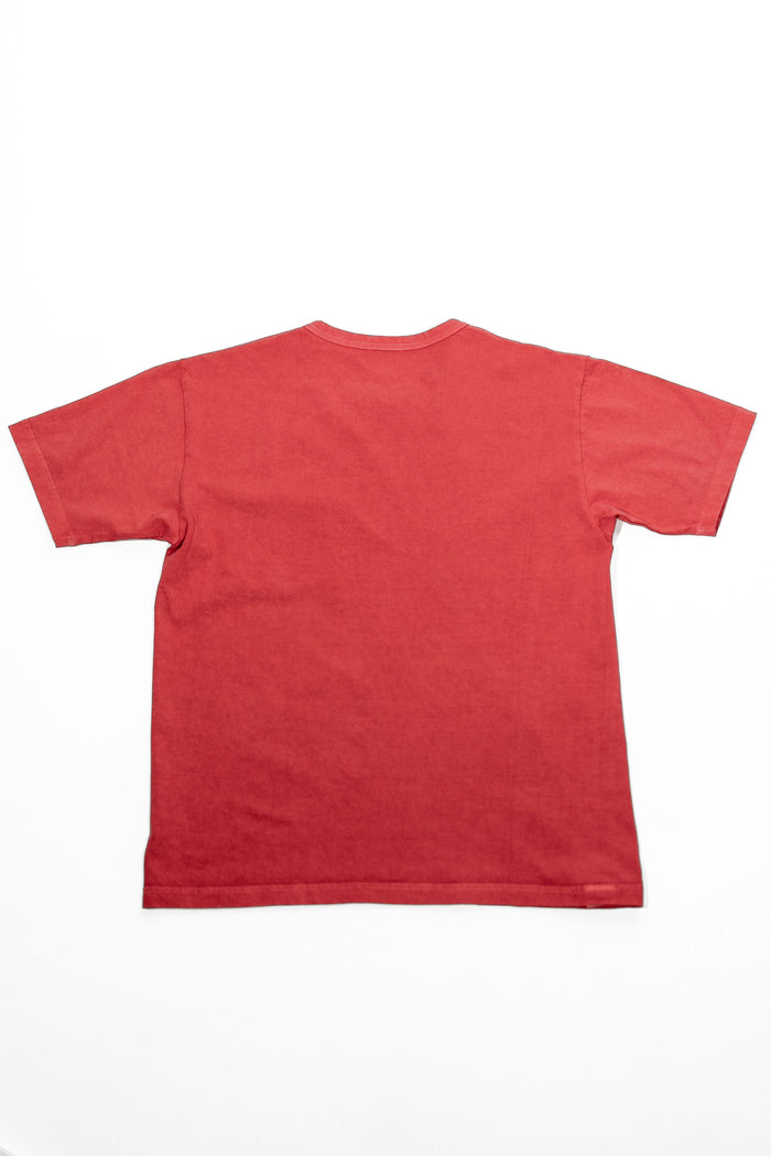 Whitesville WV79531 Pigment Dye Pocket T-Shirt - Red - Laid flat on white background, full shot back