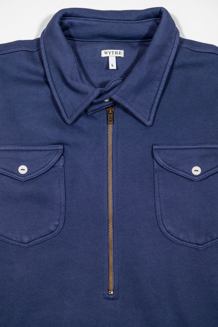 Wythe Navy Quarterzip - Front Shot Detail
