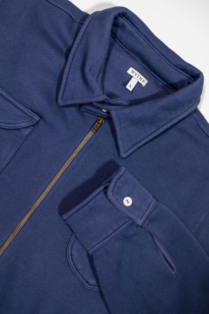 Wythe Navy Quarterzip - Detail Shot of Cuff and Collar